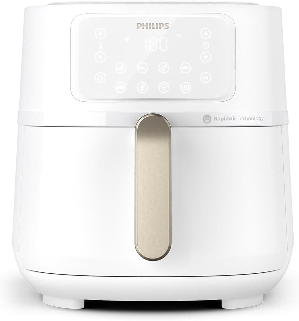 Philips Airfryer 5000 XXL, 7,2 L (1,4 kg), 6 porções, 16 em 1 fritadeira de ar, conexão Wi-Fi, 90% menos gordura com tecnologia exclusiva Rapid Air, app HomeID. branco (HD9285/00)