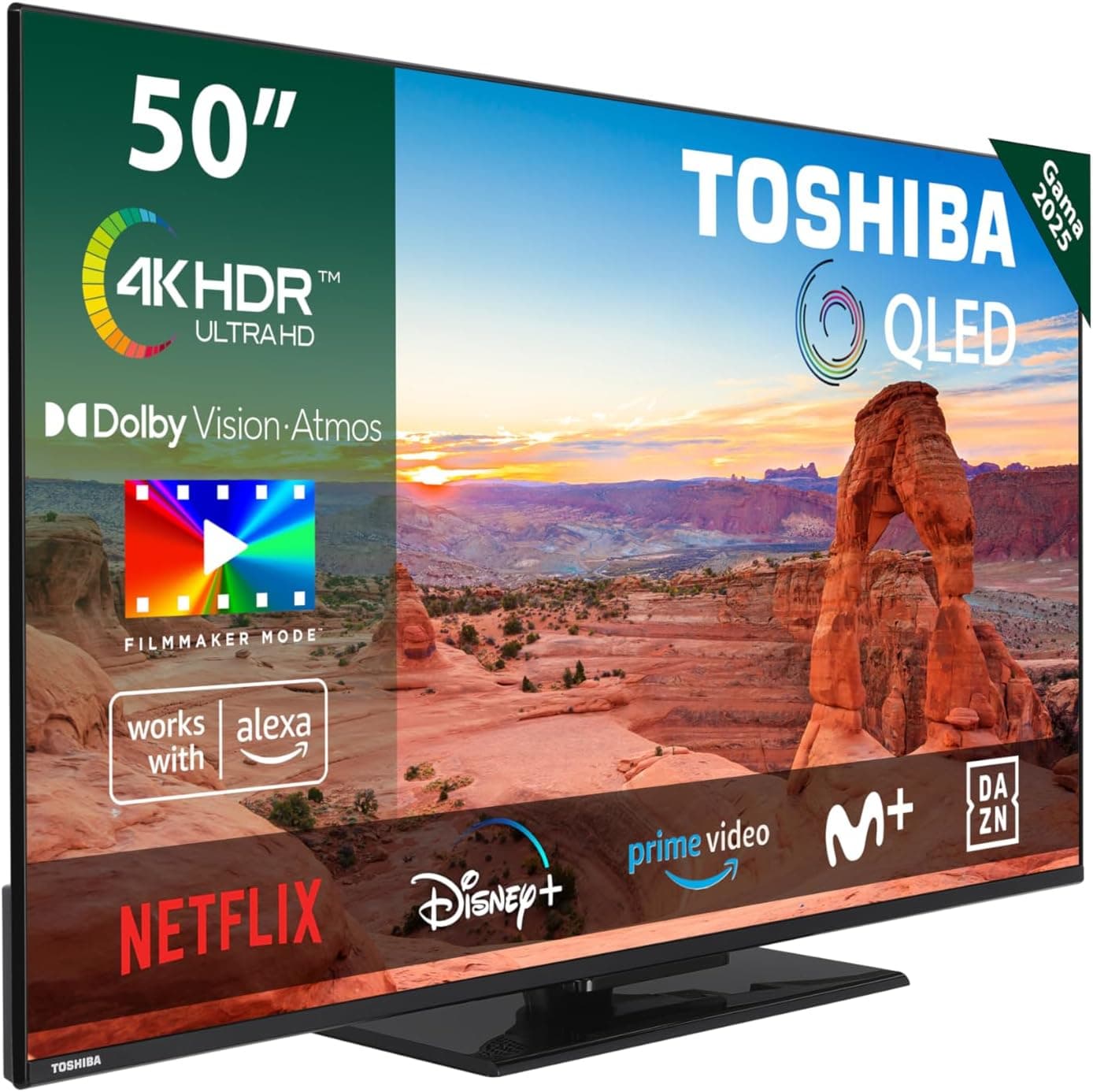 Toshiba 50QV3463DG | Smart TV QLED 4K UHD de 50 polegadas com HDR10 Dolby Audio e controlo por voz Alexa