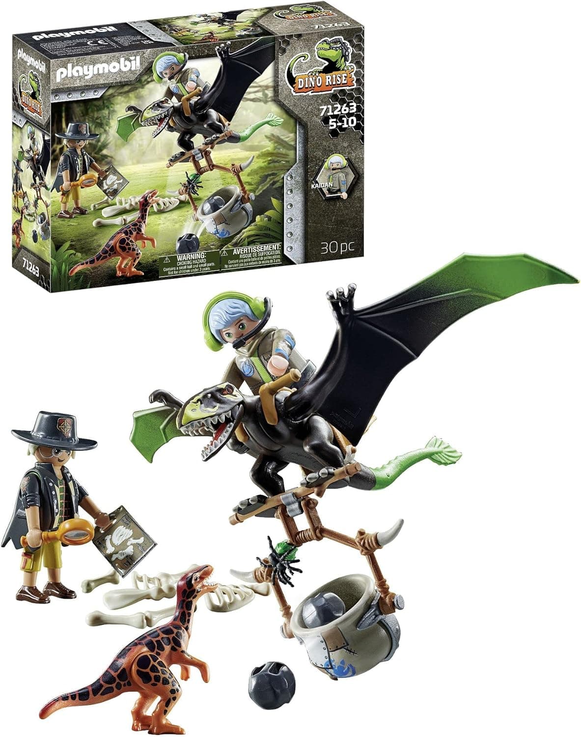 PLAYMOBIL Dino Rise 71263 Dimorphodon, pterossauro com armadura destacável com assento de pé, brinquedo para crianças a partir de 5 anos