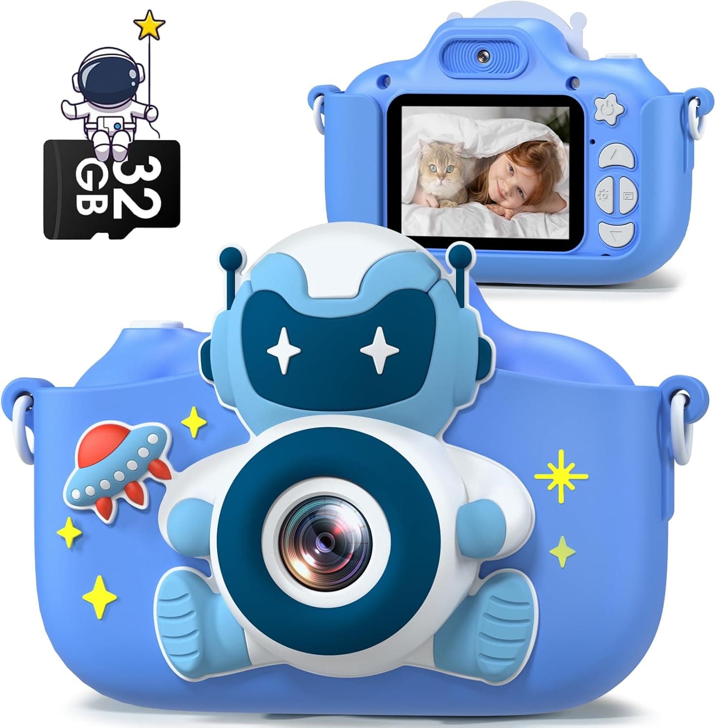 Gofunly Câmara fotográfica para crianças com cartão de 32 GB, 1080P HD Selfie vídeo câmara para meninos e meninas de 3-12 anos