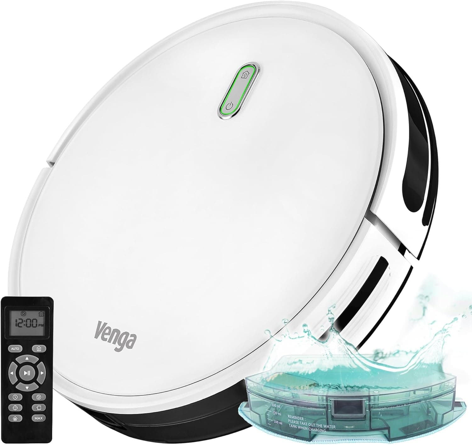 Venga! Robot aspirador de pó, apanhador de chão, fácil de usar, 6 modos de limpeza, silencioso, branco, VG RVC 3000