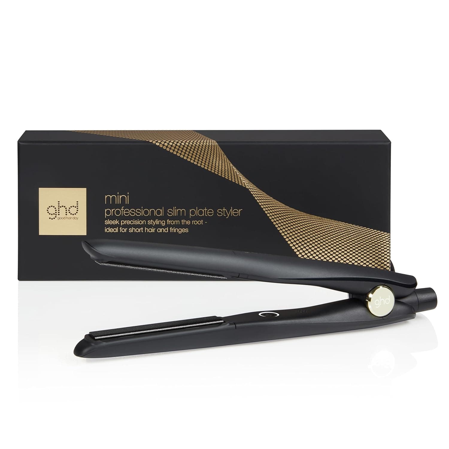 ghd mini styler - Alisador de cabelo profissional para cabelo curto e franja, com placas de 12,7 mm de largura, unissexo para mulher e homem, penteados de precisão, placas cerâmicas, preto.