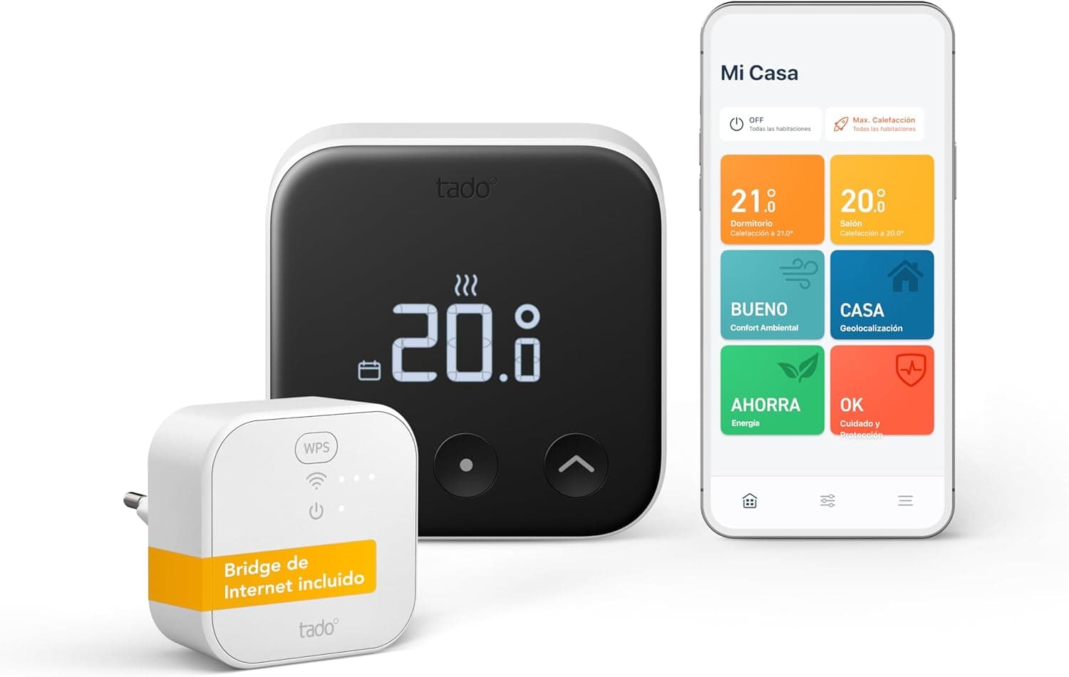 tado ° Termostato inteligente X, Starter Kit, termostato com cabo e Bridge X, aplicação e altifalante inteligente (Alexa, Siri, Google Assistant), instalação simples, não compatível com tado° V3+