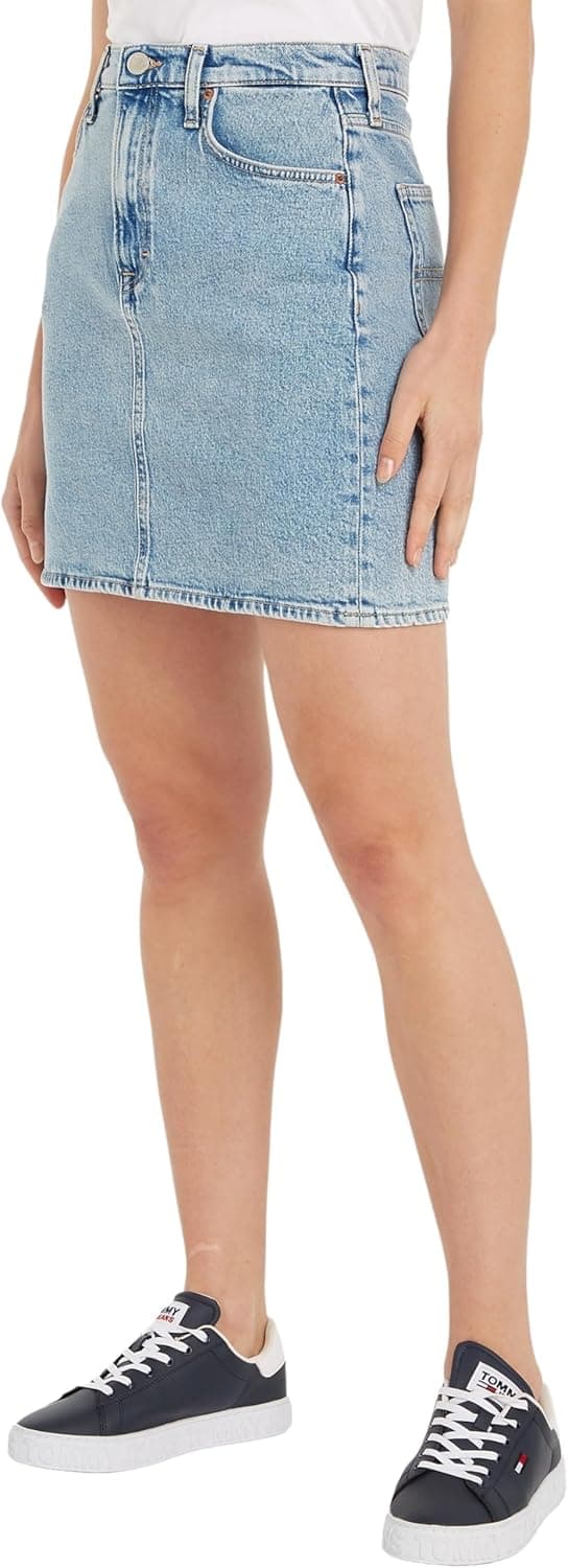 Tommy Jeans Saia de ganga mulher mini tecido elástico