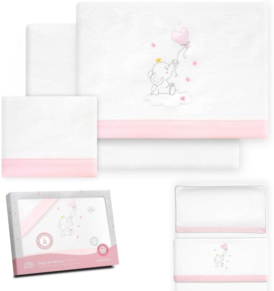Interbaby - Conjunto de lençóis de miniberço 50 x 80 algodão 100 % | Lençol-berço bebé flanela, quente, inclui lençol de baixo, bancada e fronha de almofada