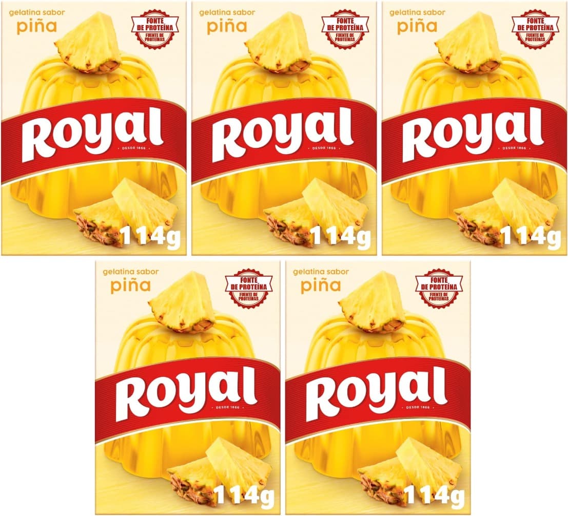 Royal Gelatina sabor abor abacaxi, 10 peças em pó, pack de 2 x 57 g - 114 g