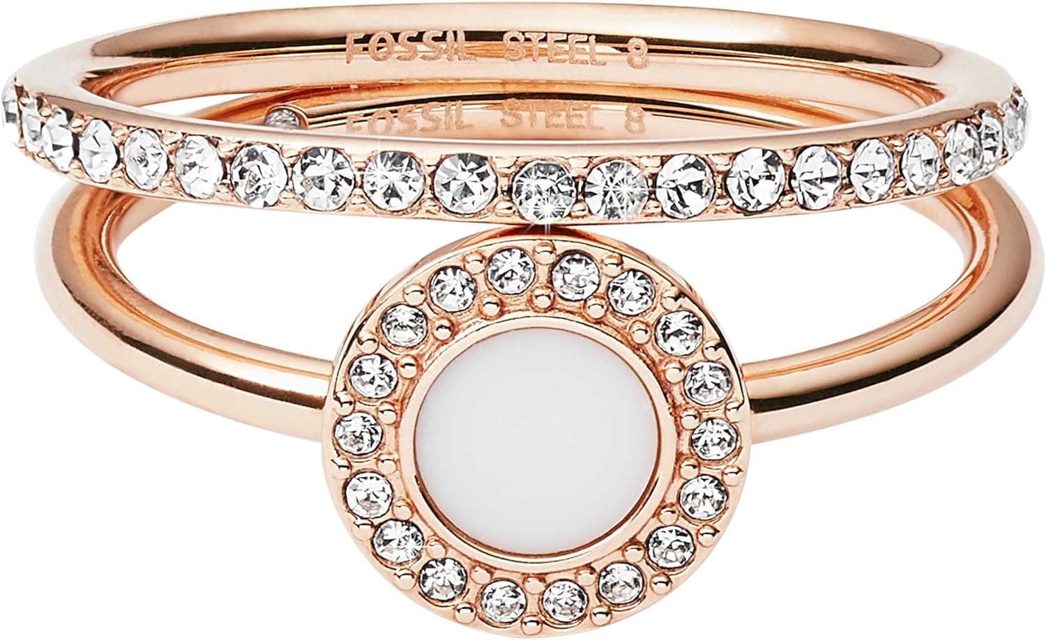 Fossil Anel para mulher, anel de aço inoxidável ouro rosa, JF02666791