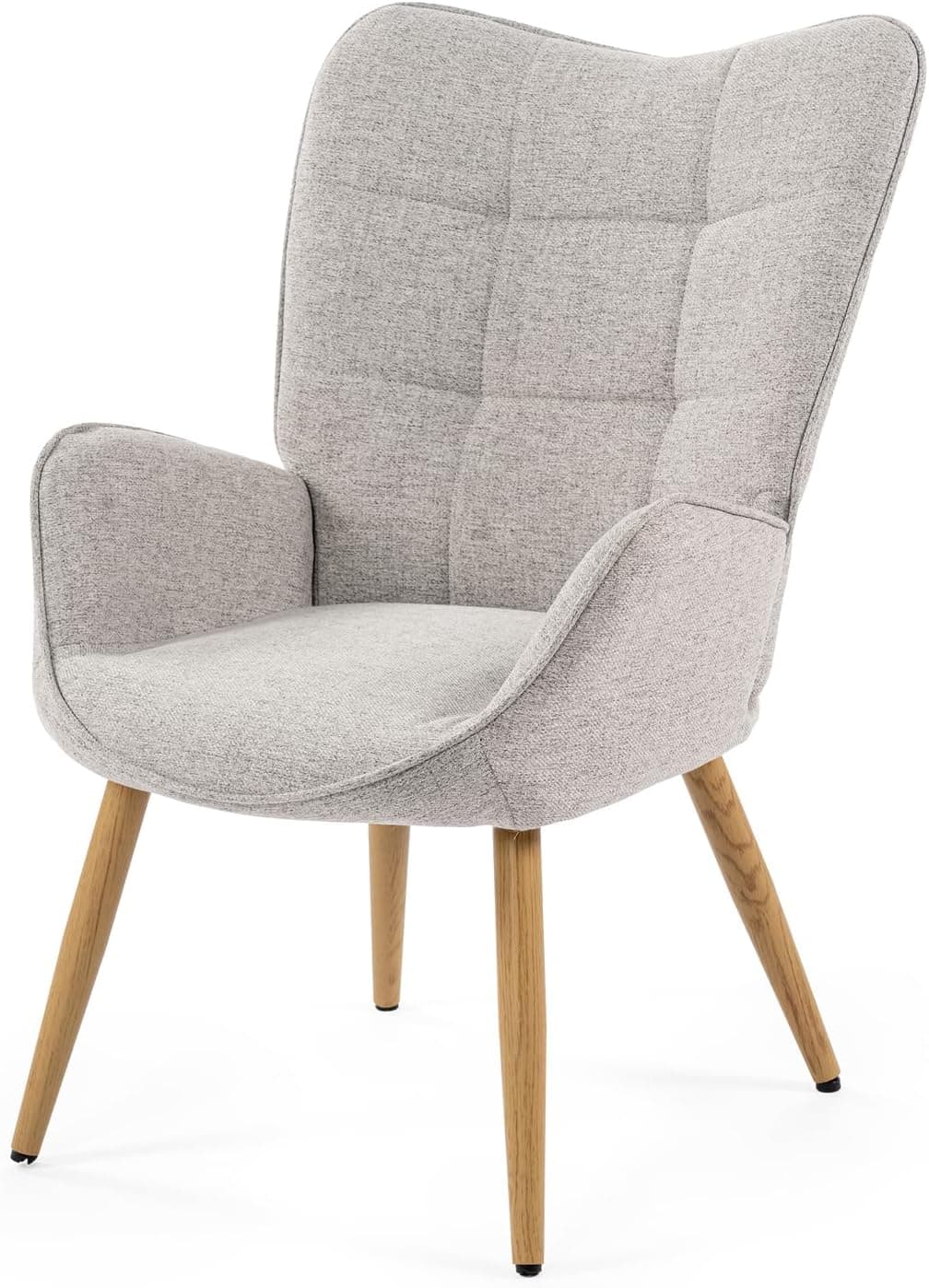 MEUBLE COSY Poltrona de sala de estar poltrona nórdica acolchoada com apoios de braços e pernas de madeira