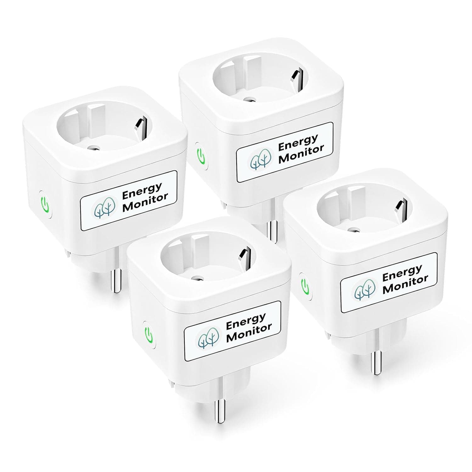Meross Tomada inteligente com medição do consumo, tomada Bluetooth Alexa 16A com controlo remoto e por voz, temporizador, tomada WiFi compatível com Alexa, Google Home e SmartThings, 4 peças