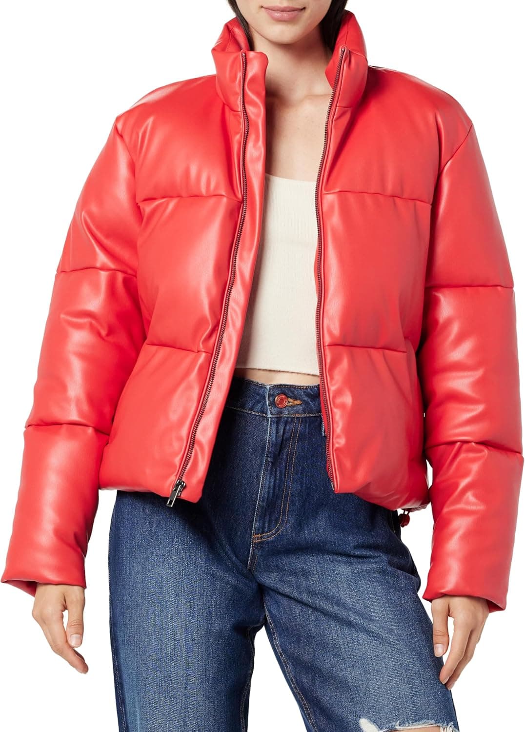 The Drop Casaco acolchoado de couro vegan para mulher