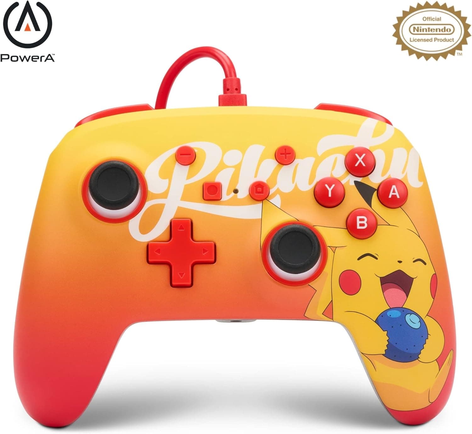 Controlador com fio PowerA aprimorado para Nintendo Switch - Oran Berry Pikachu