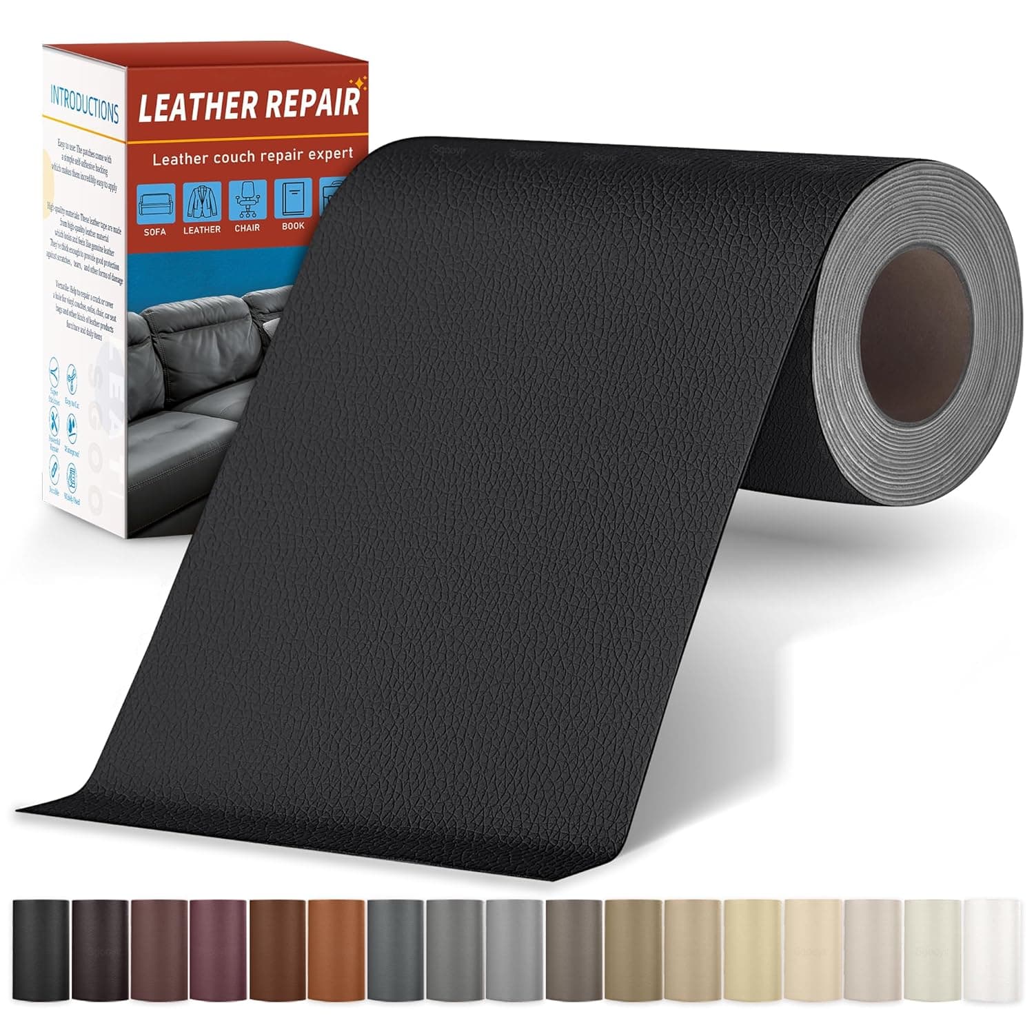 Adesivo de couro para reparação de estofos, 10 x 200 cm, couro sintético adesivo para tapeçaria, sofá, assento de carro, bolsa, casaco