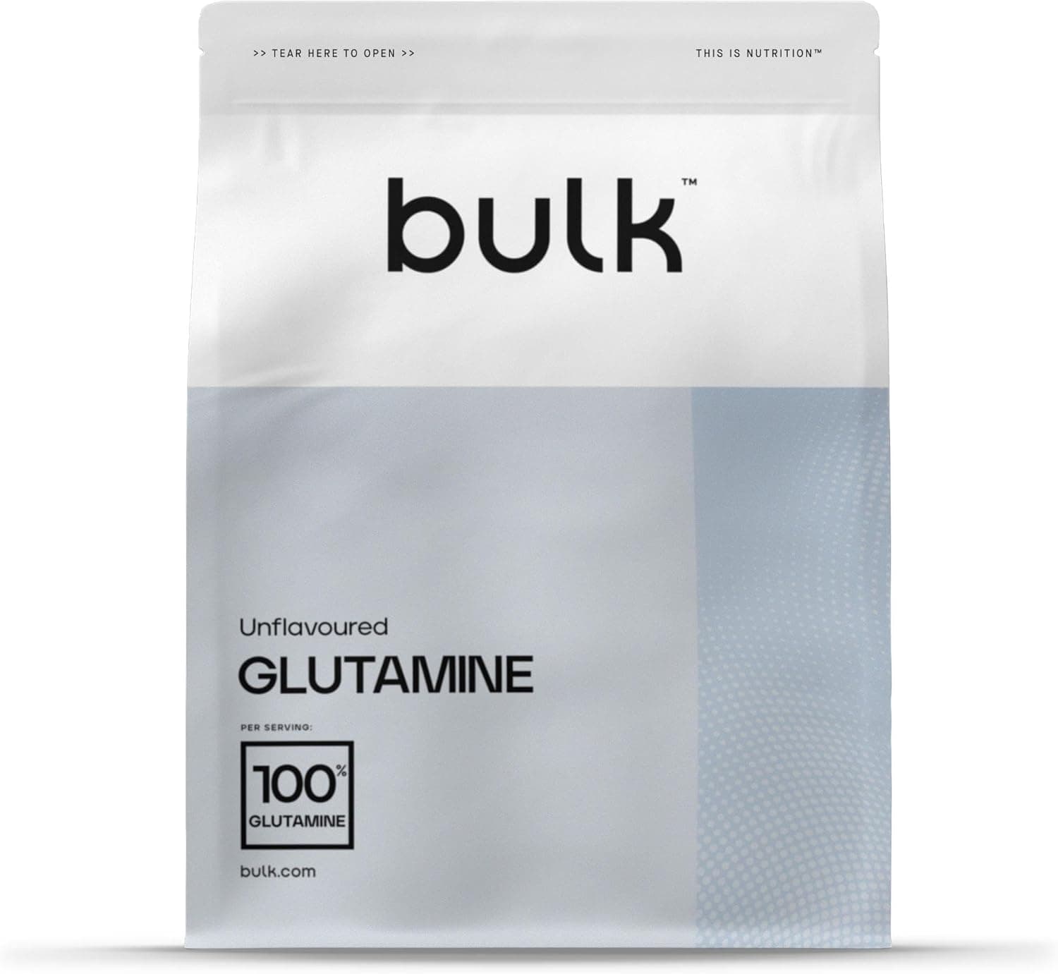 Bulk L-glutamina, aminoácido, sem adição de sabores, 500 g, 100 doses