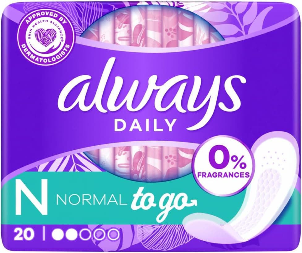 Always Daily Fresh - Protetor de ecrã normal, 20 unidades, 0% perfume e corante, para sentir nada além de frescura e proteção