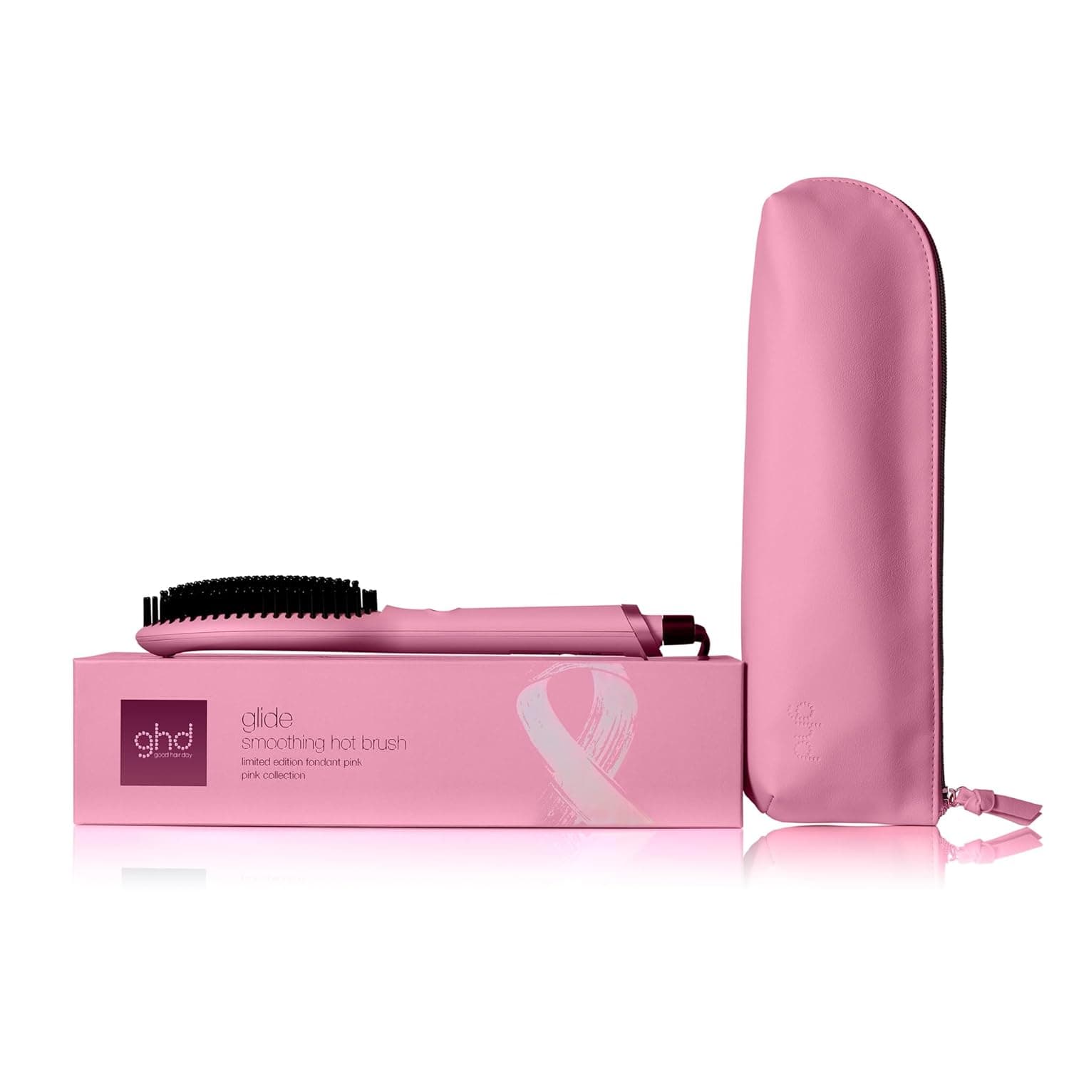 ghd glide pink - escova de cabelo térmica para um acabamento liso natural sem esforço, suaviza e elimina o friso, temperatura ideal de penteado 185ºC, edição limitada 2024, rosa