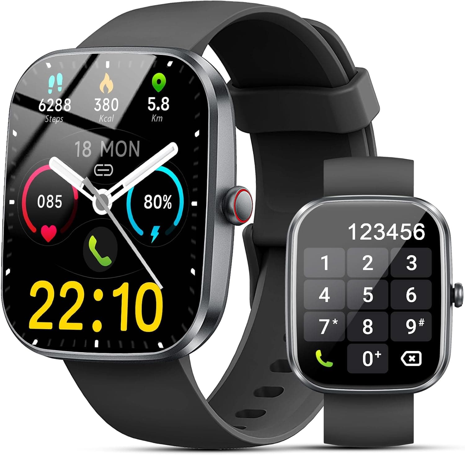 Smartwatch Homem Mulher, Smartwatch de 1,91" com notificação de chamada Bluetooth e Whatsapp, pulseira de atividade IP68 com mais de 100 modos desportivos, monitor de frequência cardíaca, SpO2, monitor de sono para Android iOS