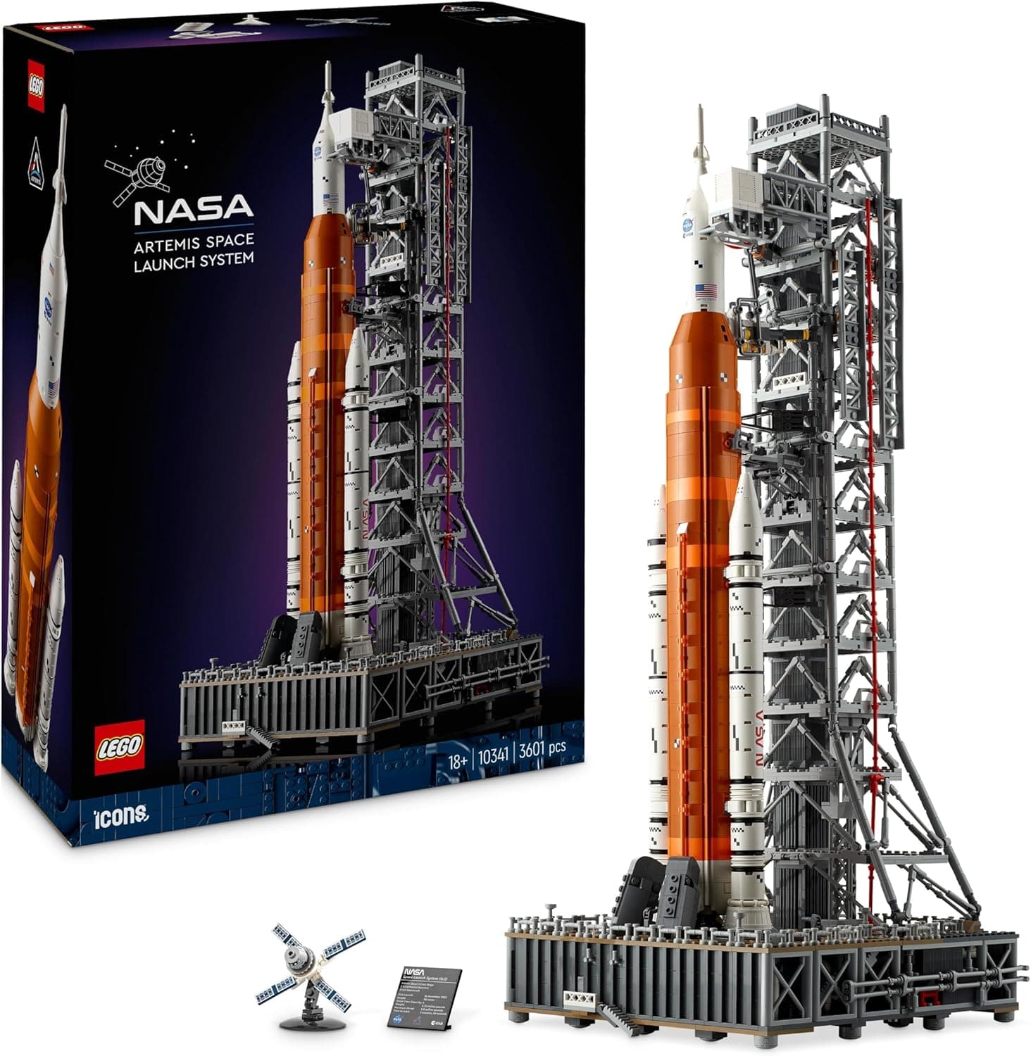 LEGO Icons Sistema de lançamento espacial arte da Nasa com cápsula de Orion - presente para o dia do pai - Maquete de foguete para adultos - decoração de casa e escritório 10341