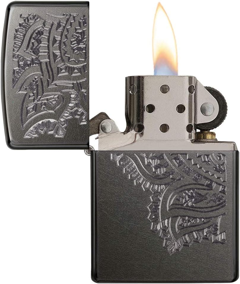 ZIPPO - Reg Iced Paisley - Iced, cinza - Isqueiro à prova de vento, recarregável, numa caixa de presente