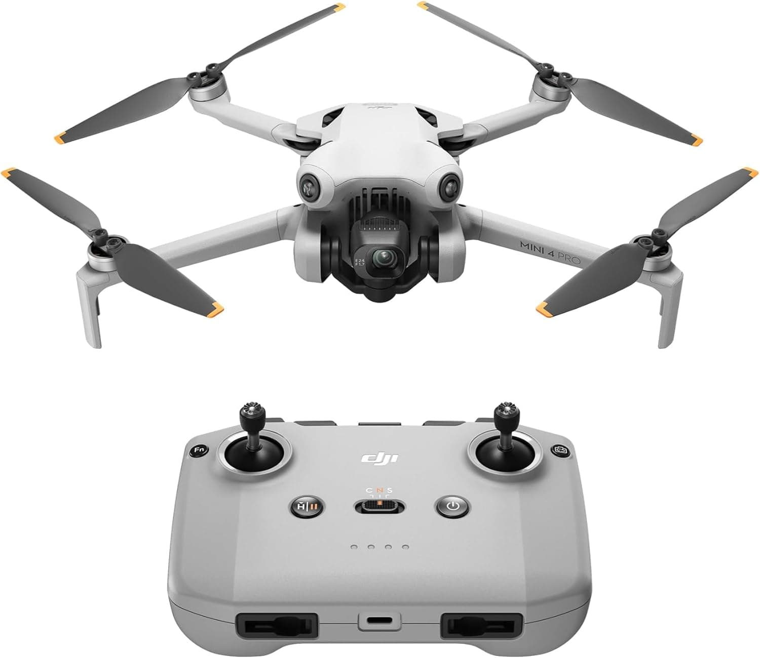 DJI Mini 4 Pro (DJI RC-N2), drone mini dobrável com câmara de vídeo 4K HDR para adultos, menos de 249 g, 34 minutos de tempo de voo, distância máxima. transmissão de vídeo de 20 km, C0, cinzento
