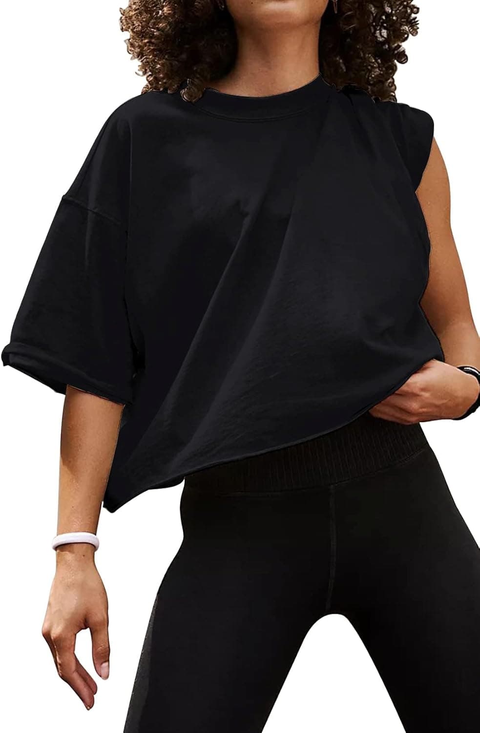 Airmood T-shirt curta de treino de grandes dimensões, casual, folgada, básica, folgada
