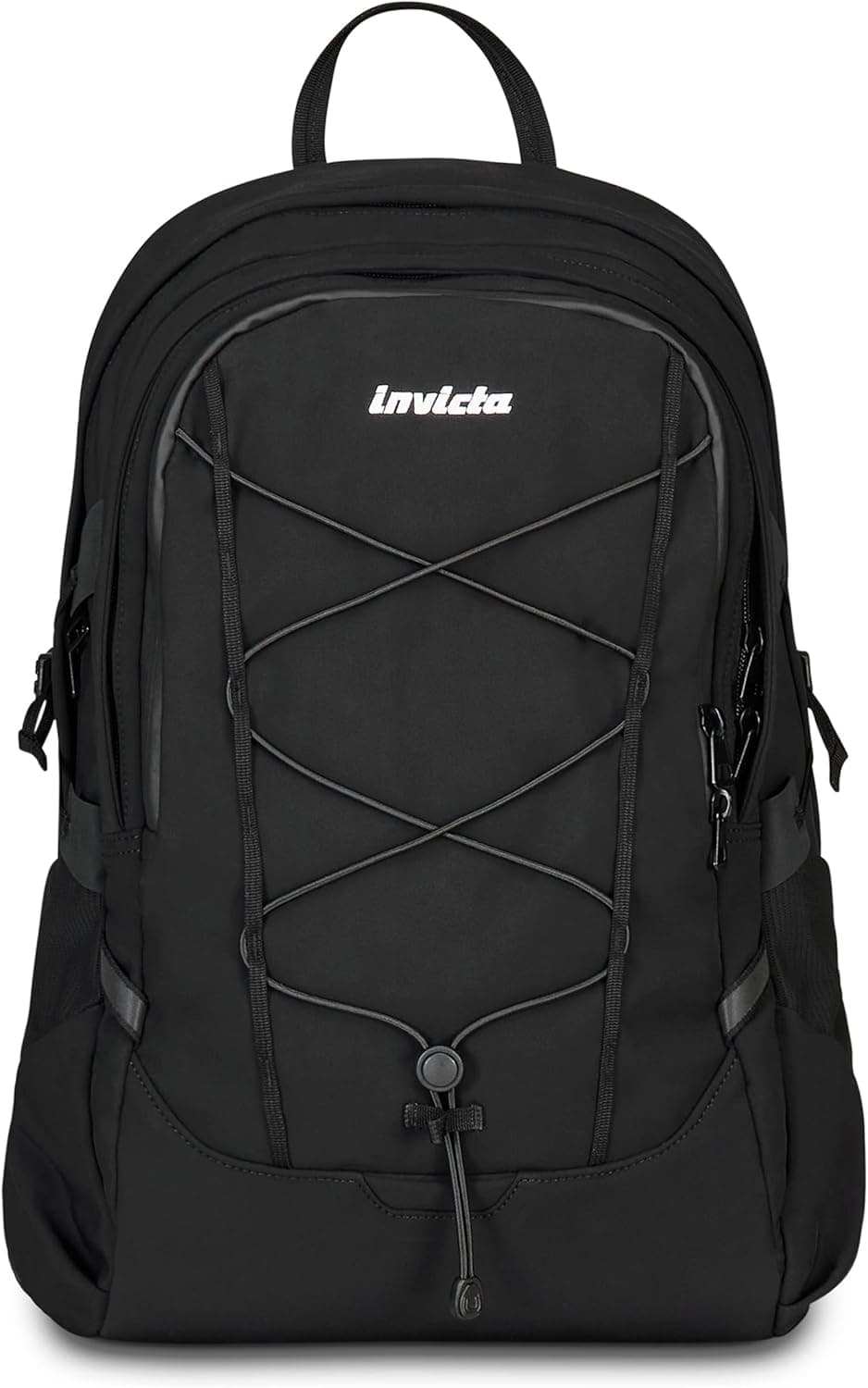 Invicta Mochila de trabalho Act Plus, preta, compartimento duplo com bolso para PC de 14", bolso para garrafa e fundo reforçado, mochila espaçosa e versátil de 29 L para escritório e universidade