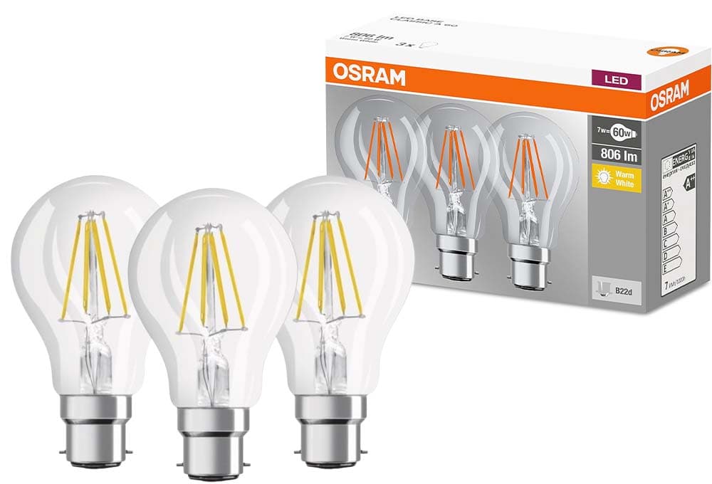 Osram 819498 Lâmpada LED B22d, 7 W, branco, 3 unidades