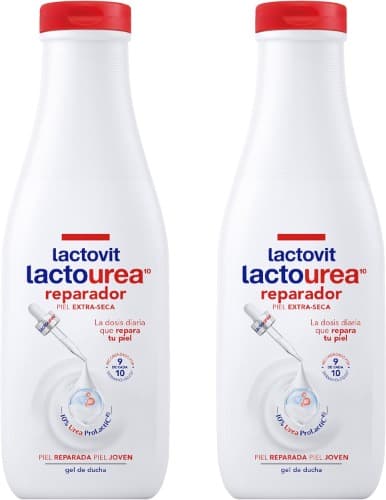 Lactovit Gel de Ducha Reparador | Gel de banho cremoso com lactourea para pele muito seca 550 ml x 2