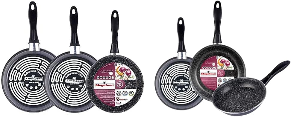 Magefesa K2 Gransasso | Conjunto de 3 frigideiras em aço vitrificado cinza 20 26 28 cm