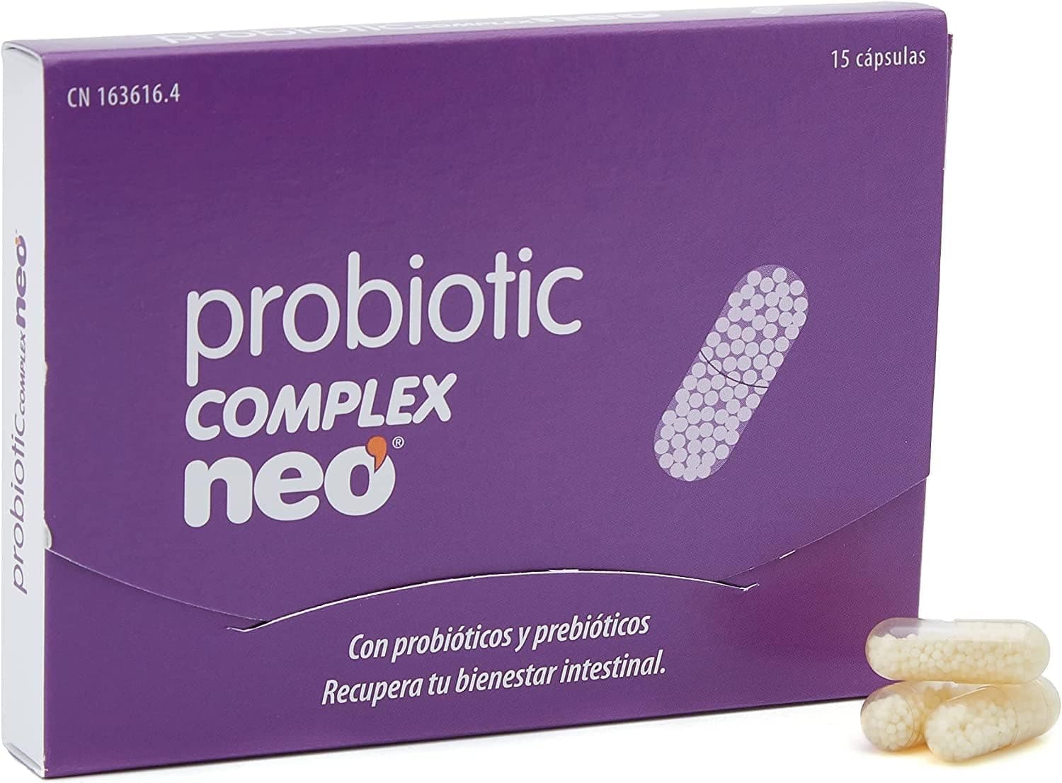 NEO | Probiotic Complex | 15 cápsulas, com microgrânulos à base de probióticos e prebióticos, melhora as funções digestivas, ajuda ao bem-estar intestinal