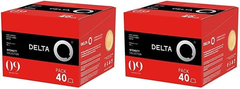 Delta Q - Cápsulas de café moído Qharacter - expresso intenso com notas de doces e frutos secos, Intensidade 9 - Moido natural, 40 cápsulas (embalagem de 2)