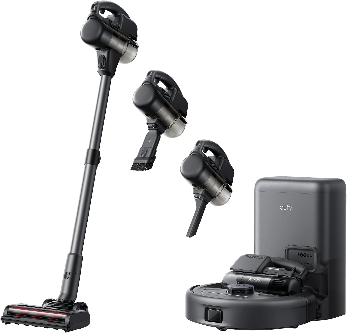 Eufy E20 3 em 1 | Robot aspirador autovaciável com 30000 Pa de potência, filtragem de 5 etapas e deteção de obstáculos