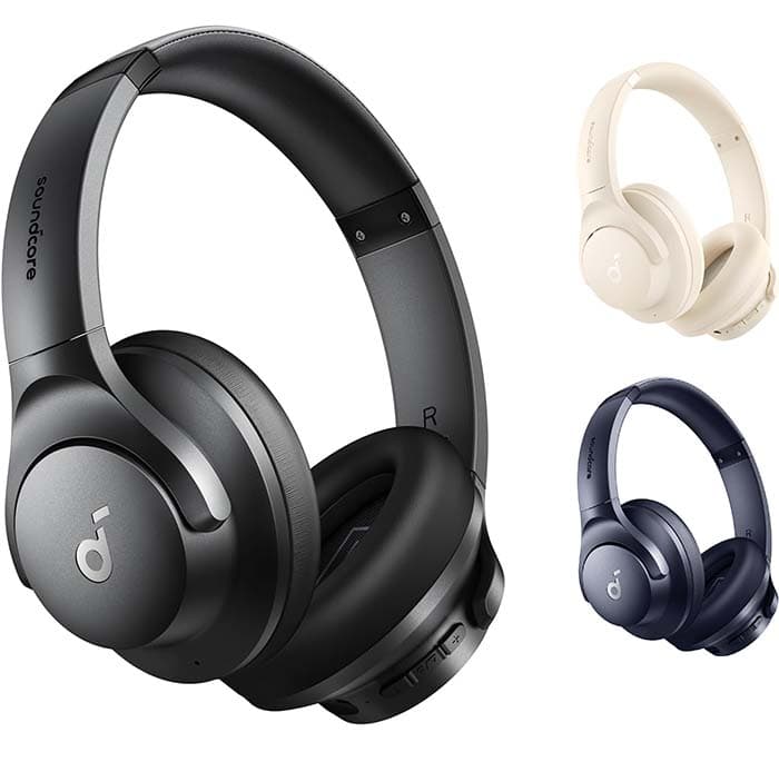 Soundcore Q20i Auriculares sem fios Bluetooth com cancelamento de ruído ativo híbrido by Anker, reprodução ANC de 40 horas, áudio Hi-Res, personalização via App, modo de transparência, graves profundos