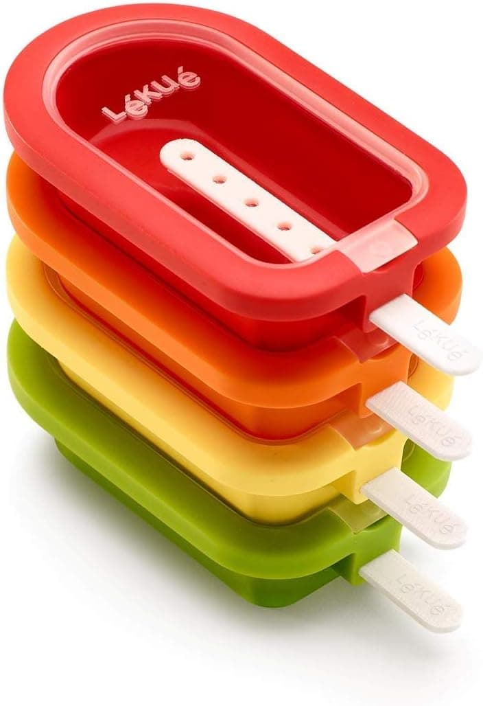 Lékué Classic | Pack de 4 moldes de gelado apiláveis em silicone platino multicolor