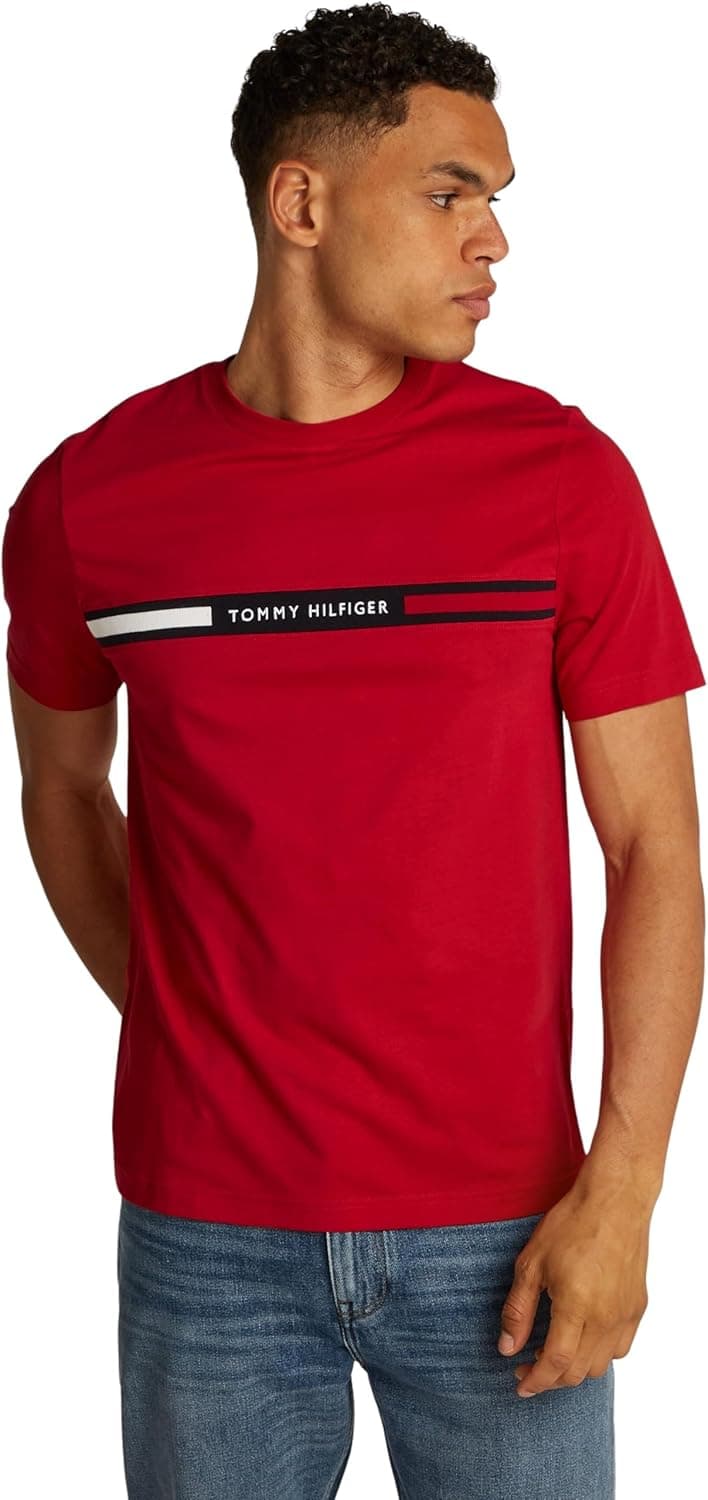 Tommy Hilfiger T-shirt de manga curta para homem com decote redondo