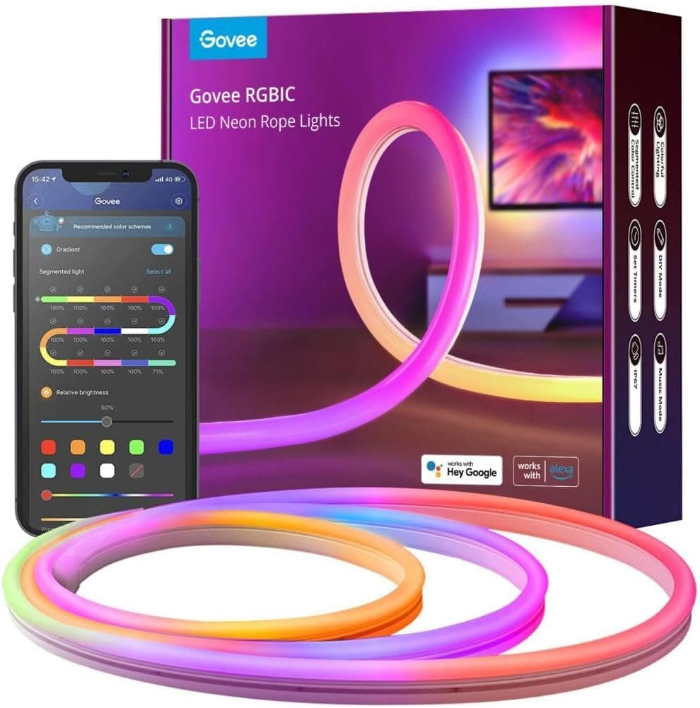 Govee Neon LED Strip Light Smart Wi-Fi/Bluetooth Iluminação de tira transparente