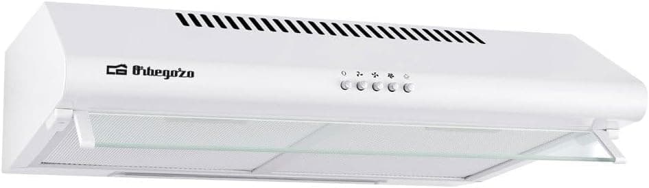 Orbegozo ST 07160 D BL Extrator padrão 60 cm, 3 níveis de potência, 2 filtros de alumínio removíveis, extração 195,3 m3/h, iluminação LED, cor branca
