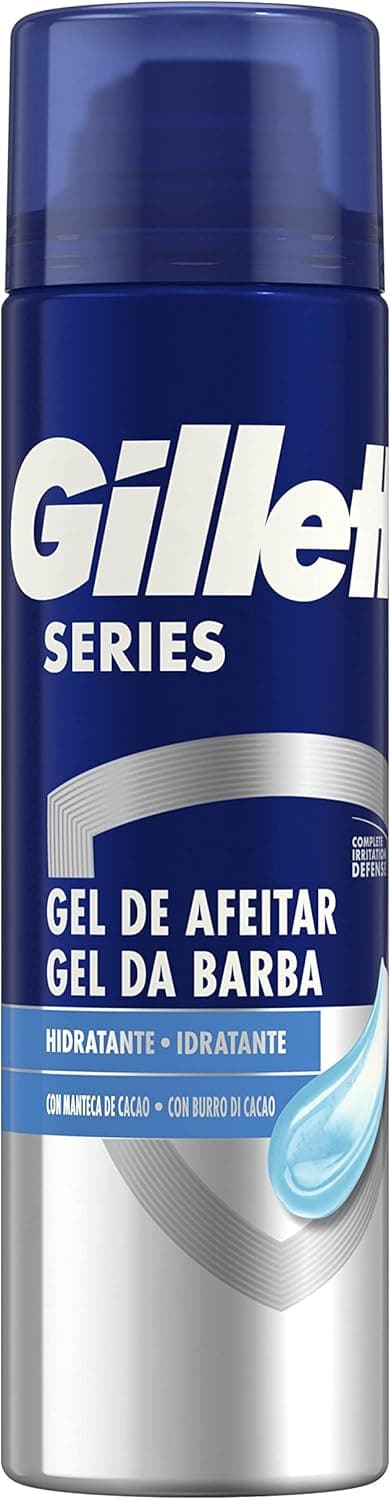 Gillette Série gel de barbear hidratante com manteiga de cacau para máquina de barbear para homem, 200 ml
