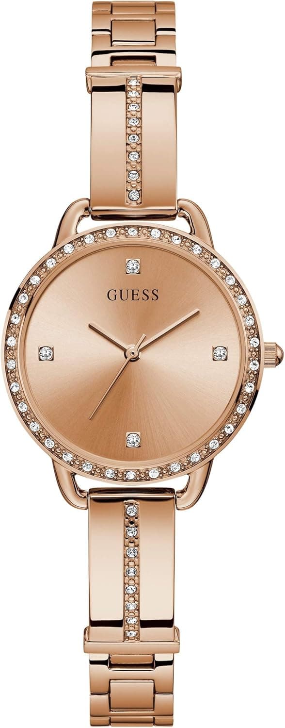Guess GW0022L3 | Relógio de pulso feminino em aço inoxidável com bracelete tipo pulseira e mostrador decorado com cristais