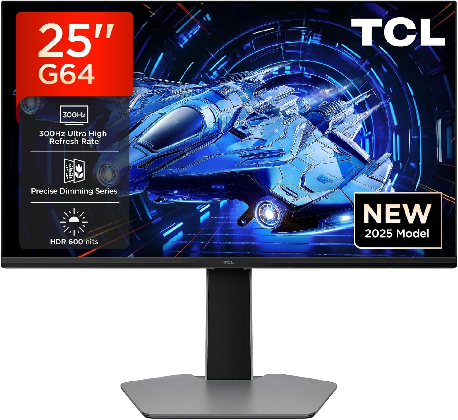TCL 25G64 | Monitor QD-Mini LED 25 polegadas Full HD 300 Hz HDR e 1 ms com AMD FreeSync e G-Sync