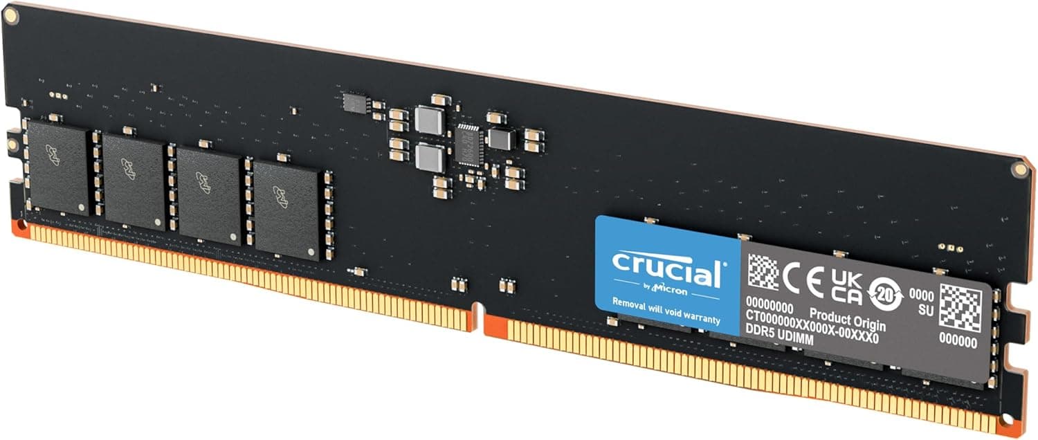 Crucial RAM 16 GB DDR5 5600 MHz (ou 5200 MHz ou 4800 MHz) memória de secretária CT16G56C46U5