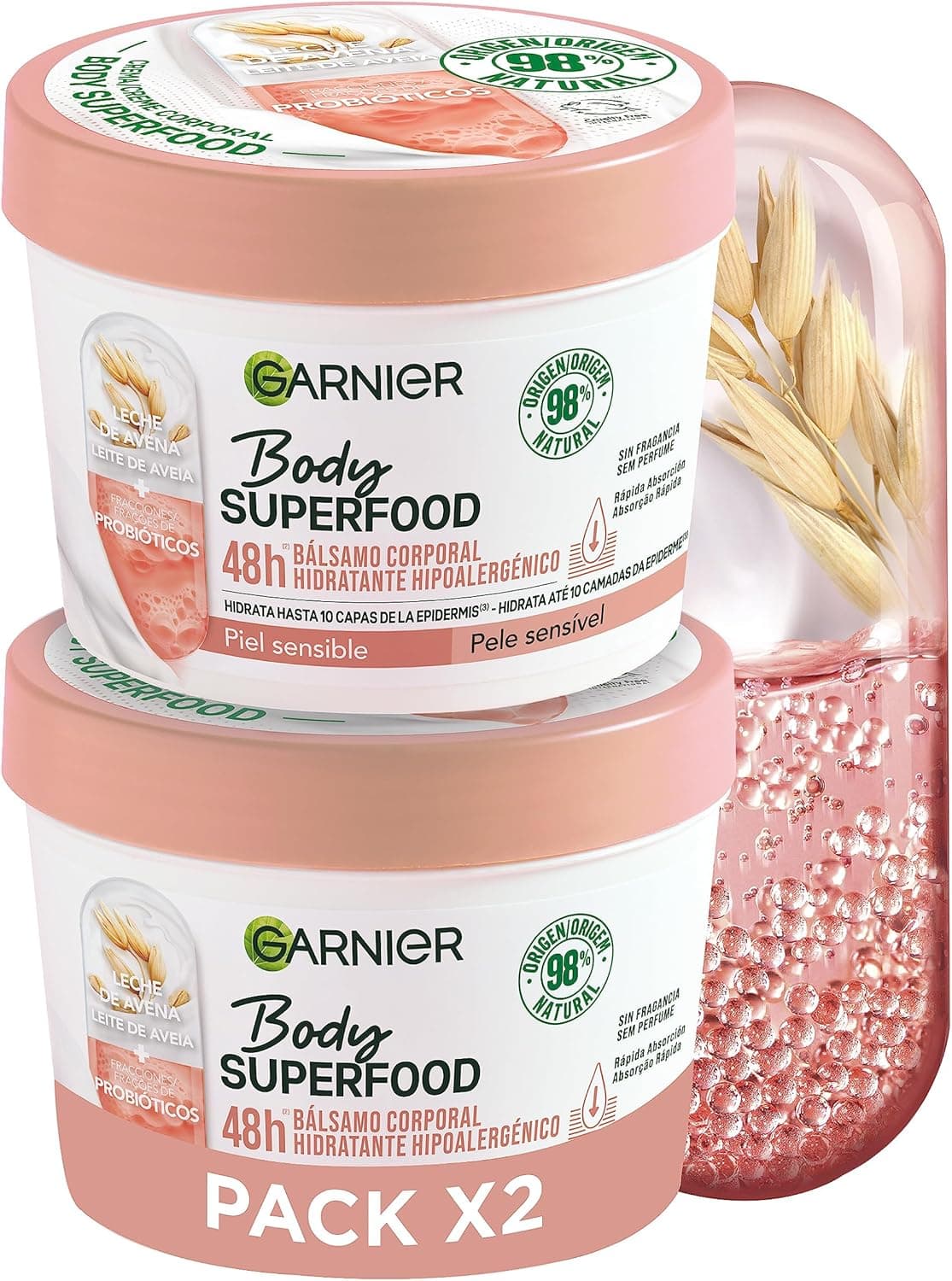 GARNIER Body Food aveia, 380 ml x 2