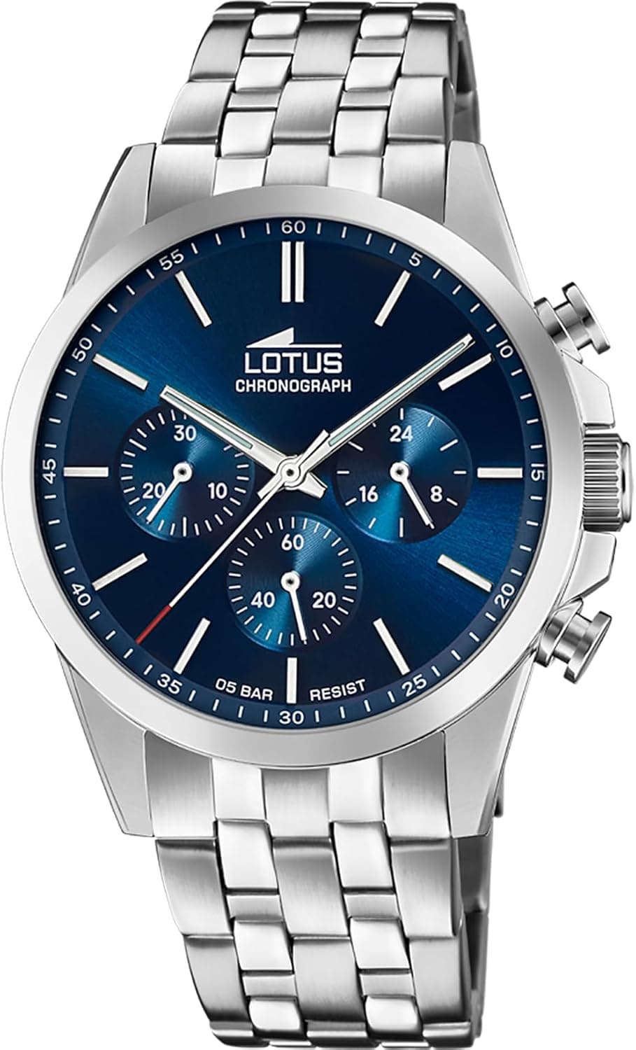 LOTUS Relógio homem 18989/2 cromado caixa de aço inoxidável 316 l prateado correia de aço inoxidável 316 l prateado, azul, pulseira