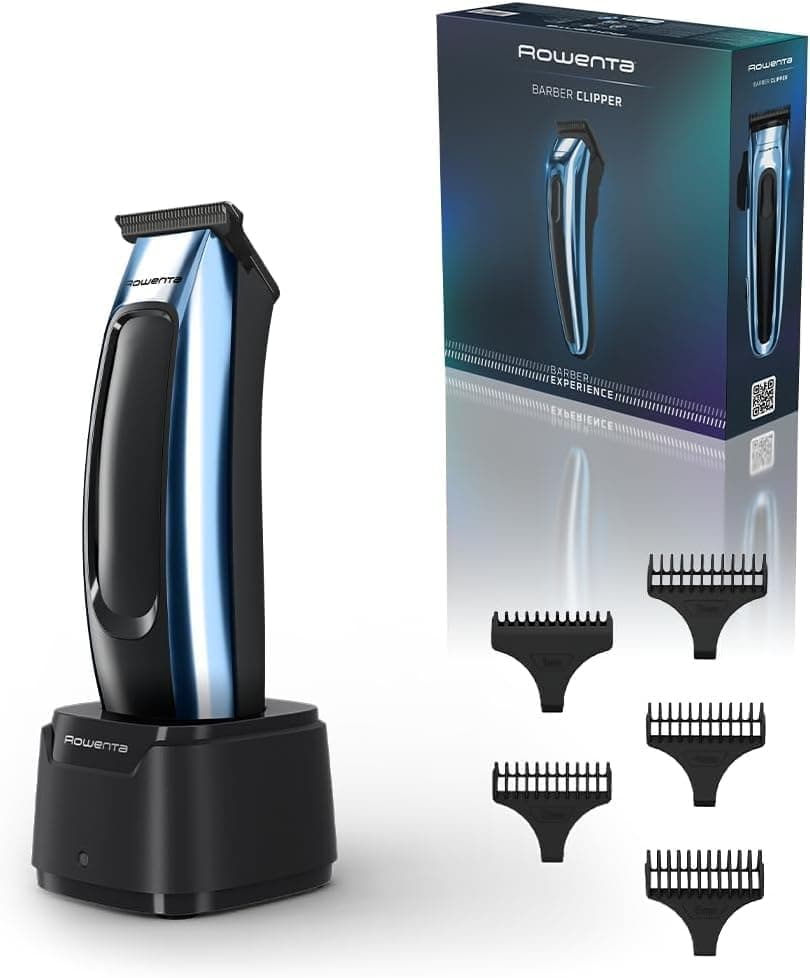 Rowenta Barber Experience, aparador de barba, lâmina em T, revestimento de carbono tipo diamante (DLC), auto-afiação, TN1851E0