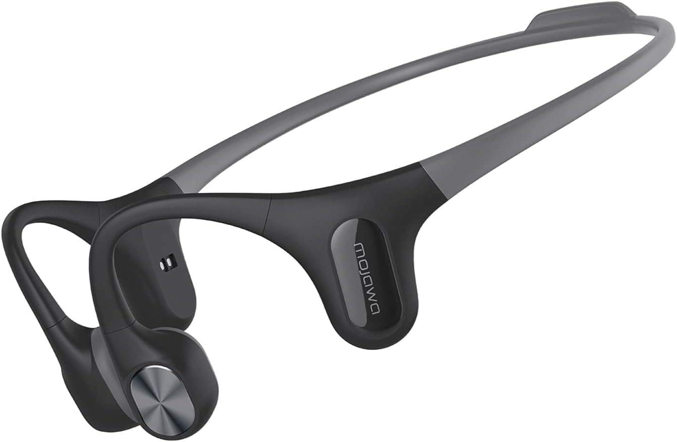 mojawa Run Air (Mojo 2) Auriculares de condução óssea, Bluetooth sem fios de ouvido aberto, desportos com graves profundos, ajuste seguro, IP67 impermeáveis, 26 g, 8H automonomia, preto