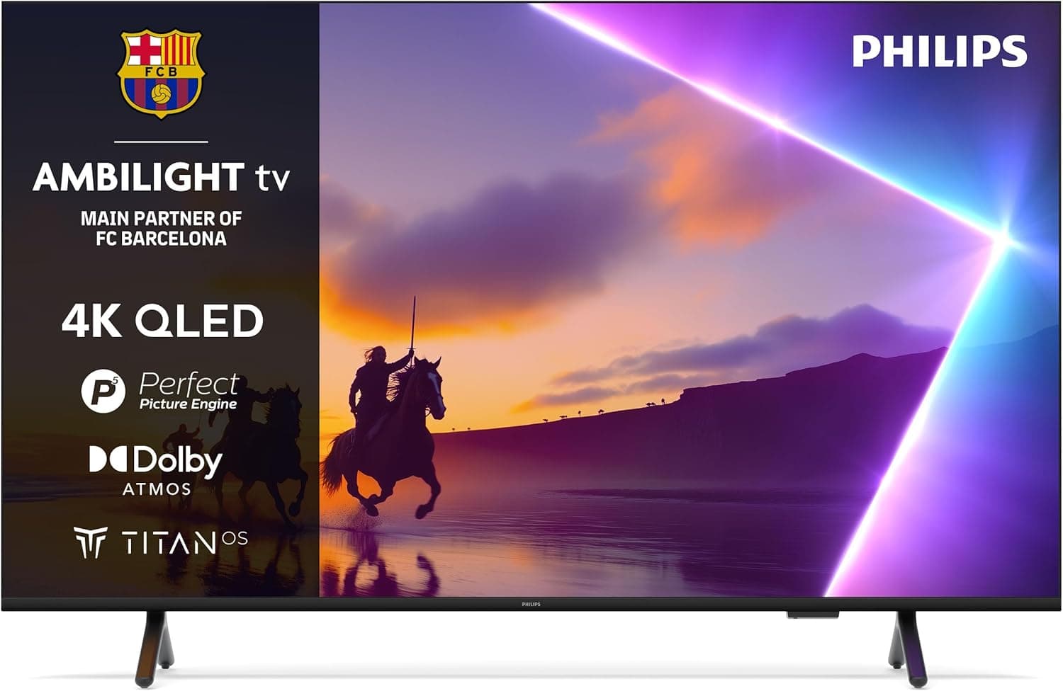 Philips Ambilight 55PUS8510 4K QLED Smart TV - Ecrã de 55 polegadas com plataforma Titan OS, Pixel Precise Ultra HD e som Dolby Atmos - Funciona com a Alexa e com o assistente de voz do Google