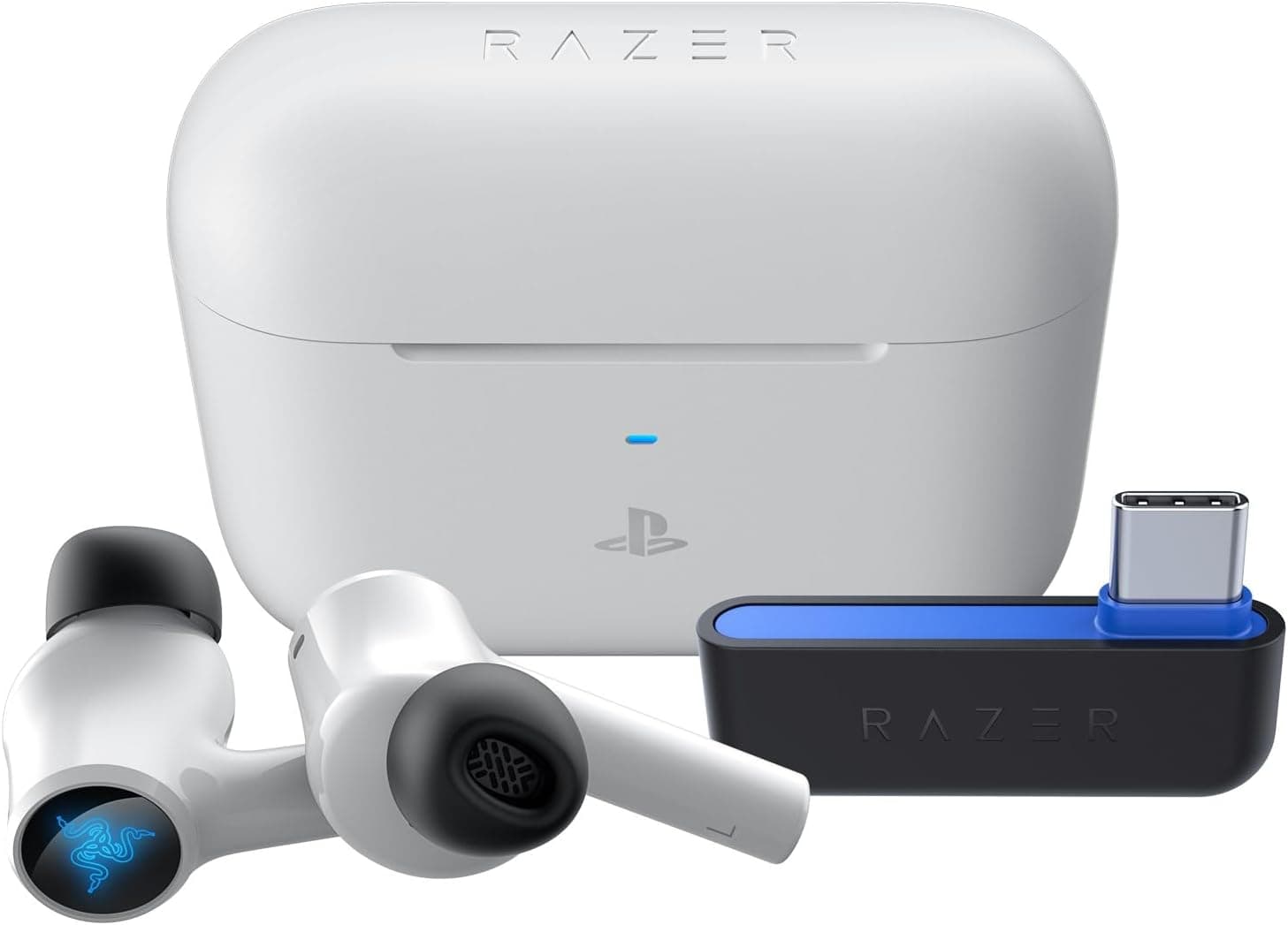 Razer Hammerhead HyperSpeed Auriculares Gaming sem fios multiplataparama licenciados para PlayStation (HyperSpeed Wireless, cancelamento ativo de ruído) branco