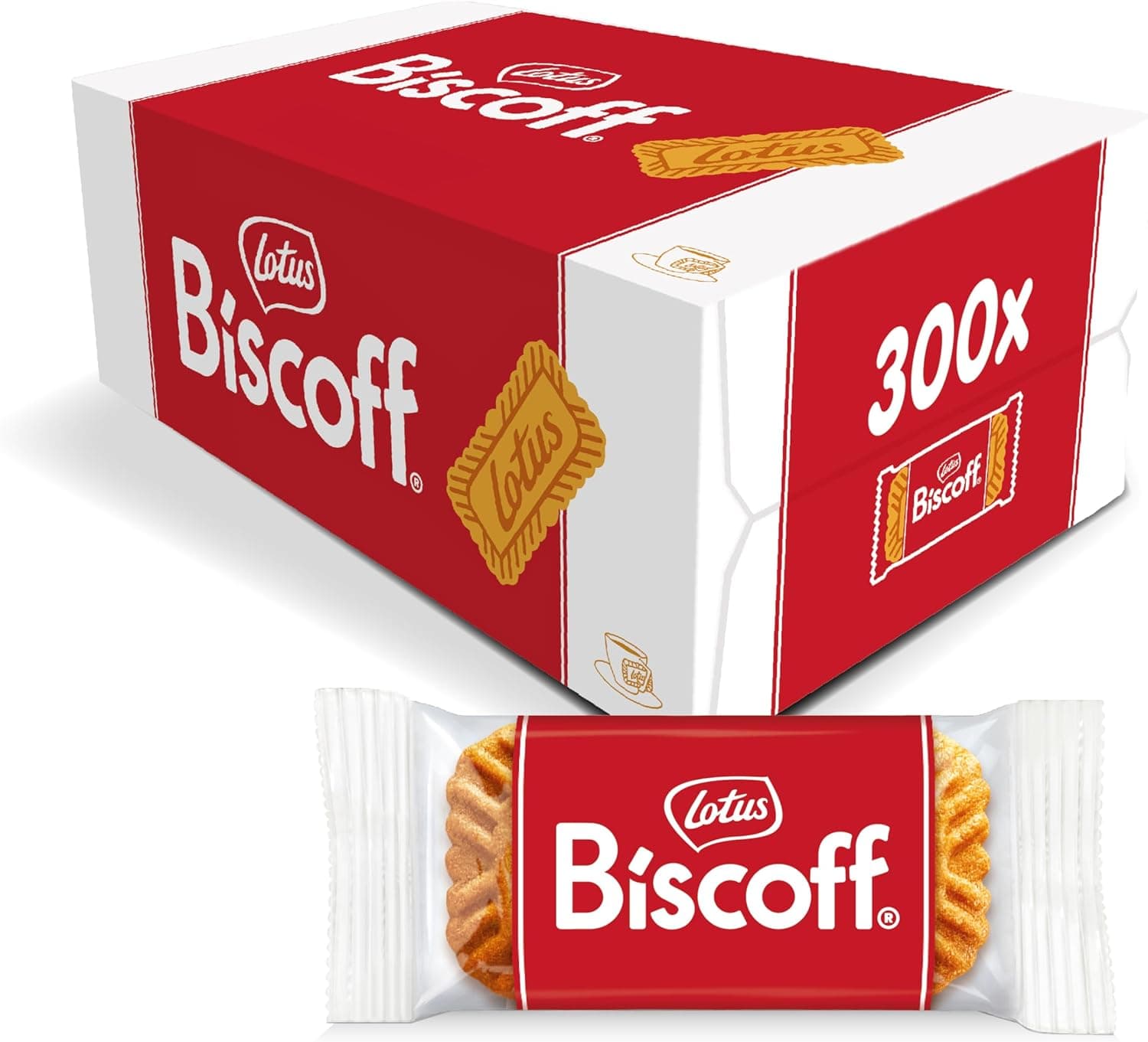Lotus Biscoff | Bolacha Caramelizada Original | Embalada Individualmente | Vegan | Sem Corantes nem Conservantes | Caixa com 300 Bolachas | 2,1 Kg