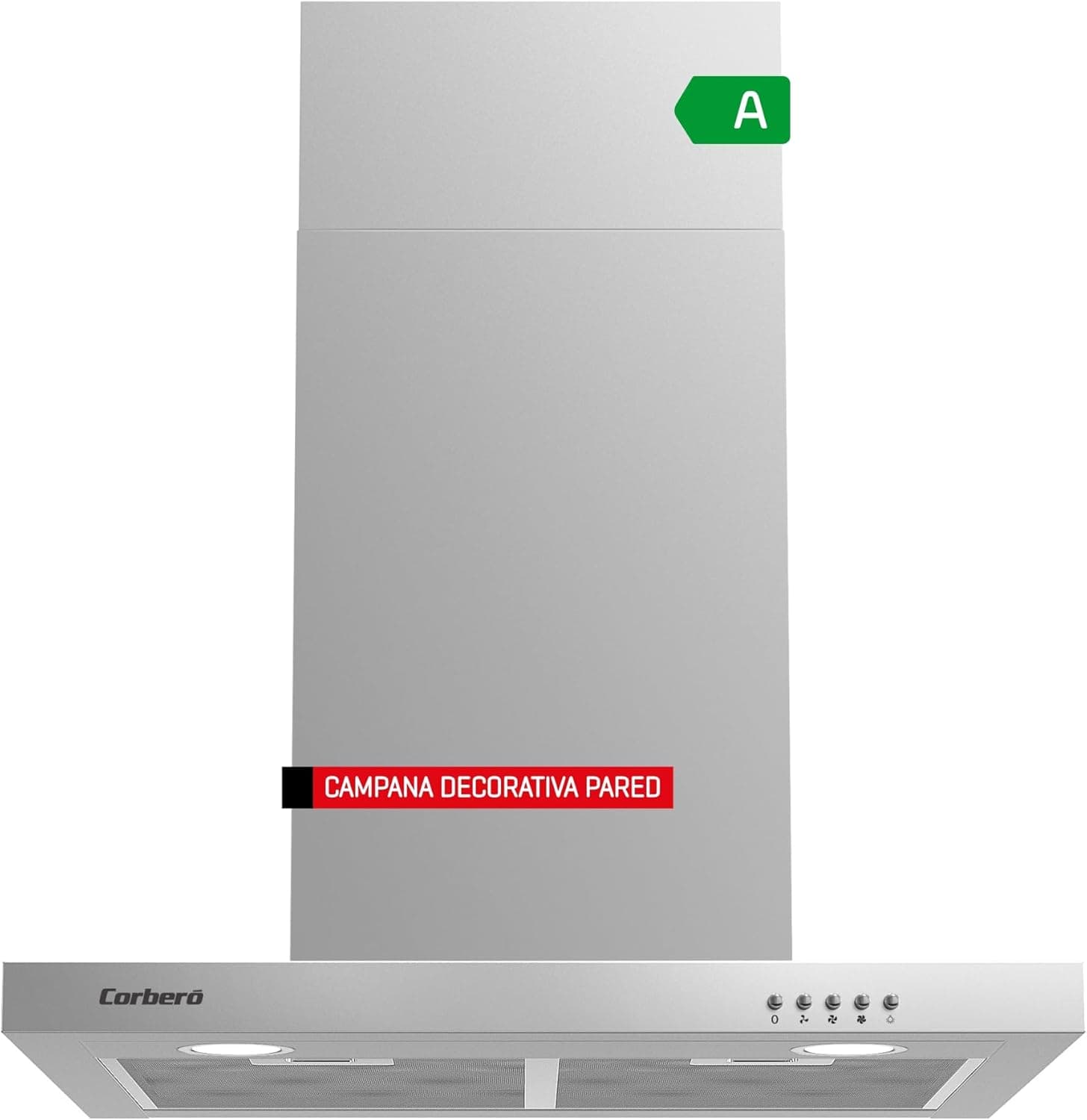Corberó - extrator horizontal, VOSTOK660X, Inox, 60 cm, botão de pressão, fluxo de 647,7 m3/h | 165W | 3 velocidades, 2 filtros de alumínio, filtro de carbono, eficiência energética A GG