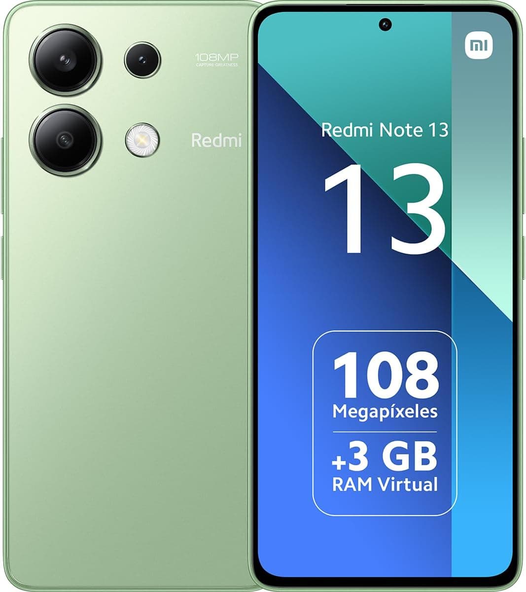 Xiaomi Redmi Note 13 4G Smartphone de 6+128 GB, ecrã de 6,67" AMOLED FHD+ 120Hz, Snapdragon 685, câmara tripla de até 108MP, carregamento rápido de 33W, verde 