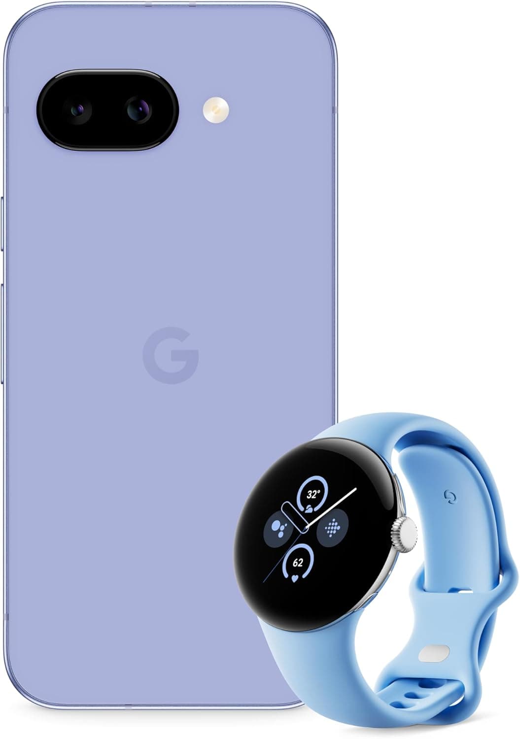 Google Pixel 9a – Smartphone Android livre com câmara com IA, bateria para o dia todo e poderosos recursos de segurança – lilás, 128 GB + Pixel Watch 2
